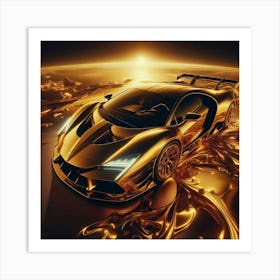 Golden Lamborghini 33 Art Print