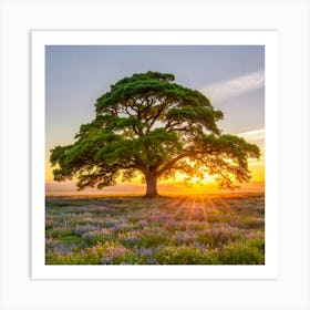 Sunset Over A Tree Art Print