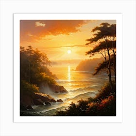 Sunset Over The Ocean Art Print