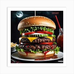 Burger With Ketchup Art Print