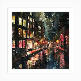 Amsterdam Red Light District at Night Series Art Print