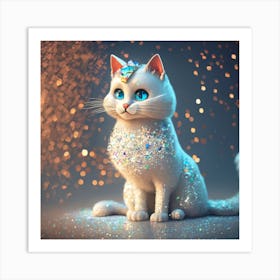 Cartoon Character A White Cat With A Silver Coat (4) Art Print