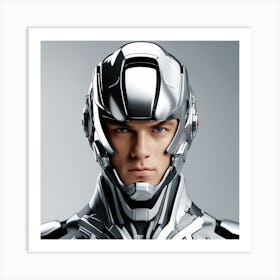 3d Dslr Photography, Model Shot, Man In Future Wearing Futuristic Suit, Digital Helmet Beautiful Detailed Eyes, Professional Award Winning Portrait Photography, Zeiss 150mm F 2 2 Art Print