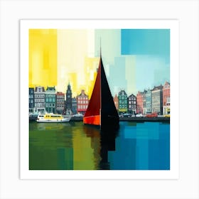 Sailboat In Amsterdam Art Print