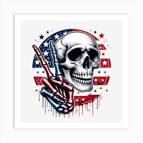 American Flag Skull 1 Art Print