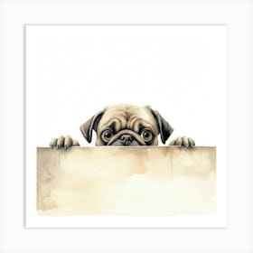 Pug Dog On A Sign Art Print