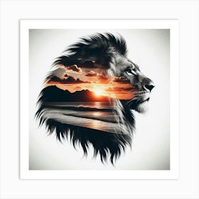 Lion and sunset coast 1 Art Print