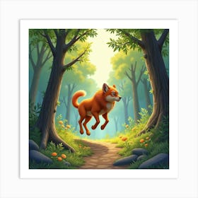 Watercolor Atalanta Racing Through A Vibrant, Ancient Forest 1 Art Print