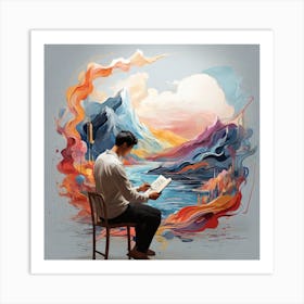 Man Reading A Book Art Print