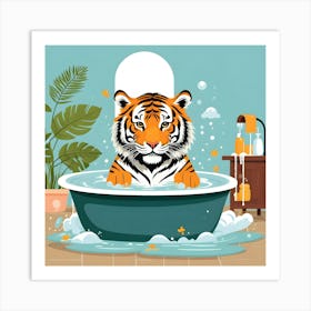 Tiger In The Bath Art Print