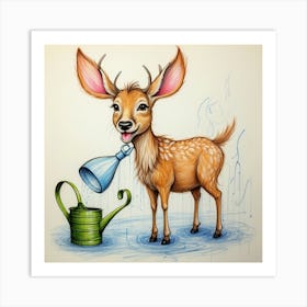 Watering Deer Art Print