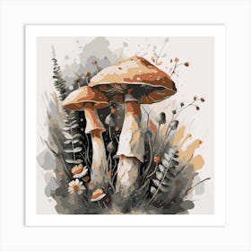 Mushrooms In The Meadow Art Print