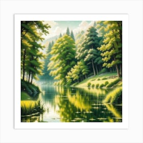 Lake In The Forest 8 Art Print