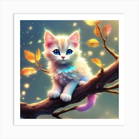 Cute Kitten On A Branch 6 Art Print