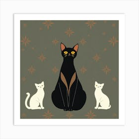 Black And White Cats Art Print