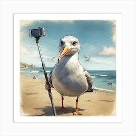 Seagull With A Camera Art Print