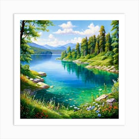 Lake In The Mountains Art Print