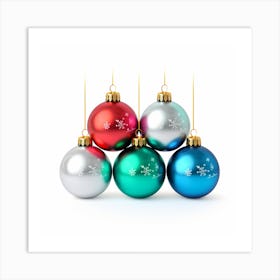 Christmas Ornaments Isolated On White Art Print