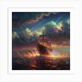 Pirate Ship In The Ocean 3 Art Print