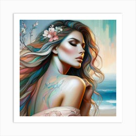 Feminine Strength in Art: Pino Daeni & Mark Brooks's Stunning Woman. Art Print