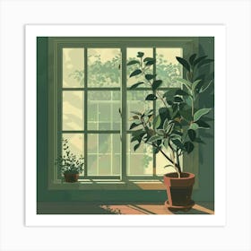 Window With A Plant Art Print