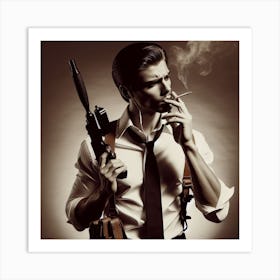 Secret Agent Templar 1/4 (spy mission impossible bond mi5 assassin action movie gun smoking cigarette alpha hunt mif bourne ryan) Art Print