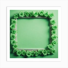 Green Rose Frame Art Print