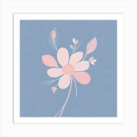 A White And Pink Flower In Minimalist Style Square Composition 182 Art Print