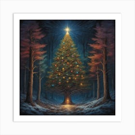 Christmas Tree In The Forest 32 Art Print