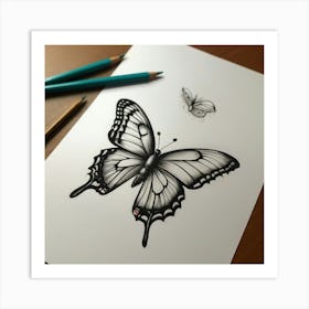 Butterfly Drawing 1 Art Print