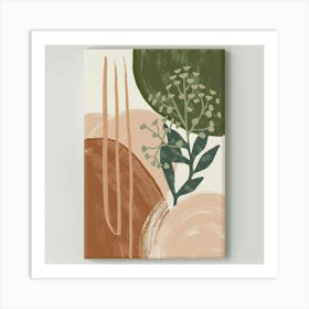 Boho Abstract Wall Art Print Beige Green 3 Art Print