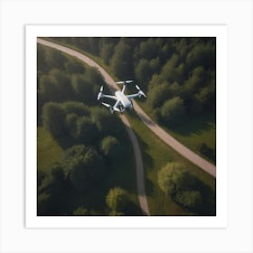 Aerial Drone Flying Over A Forest Art Print