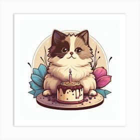 Birthday Cat Art Print