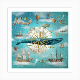 Ocean Meets Sky Square Book Cover Art Print