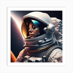 Female Astronaut In Space Art Print