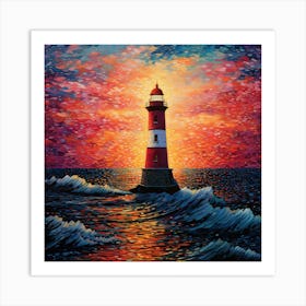 Lighthouse At Sunset 24 Art Print