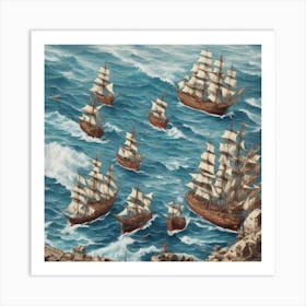 Ships In The Sea Art Print