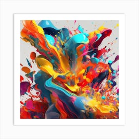 Abstract Colorful Paint Splash Art Print