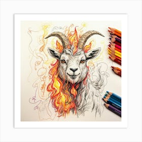 Goat With Flames 5 Art Print