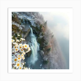 Waterfall In Winter 1 Art Print