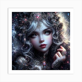 Girl With Stars In Her Hair Art Print