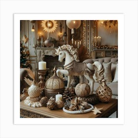 Christmas Living Room Decor Art Print