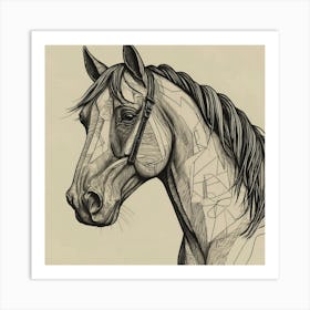 Default Horse Artwork Picasso Style Drawing 2 Art Print