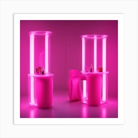 Furniture Design, Tall Table, Inflatable, Fluorescent Viva Magenta Inside, Transparent, Concept Prod (1) Art Print