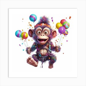 Monkey With Balloons 9 Art Print