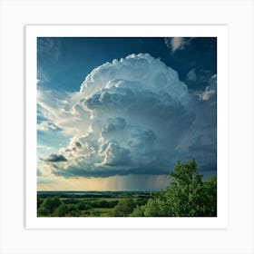 Cumulus Clouds Billowing High In An Overcast Sky Nature Landscape Bathed In Spring Air Sunlight Pi (4) Art Print