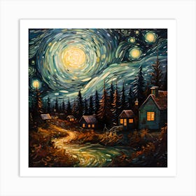 Festive Strokes of Starry Night Art Print