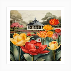 Tulips In The Garden 17 Art Print