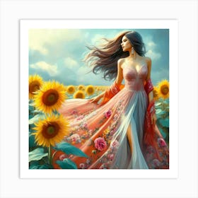 Sunflower Girl 2 Art Print