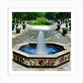 Fountain In A Garden Art Print